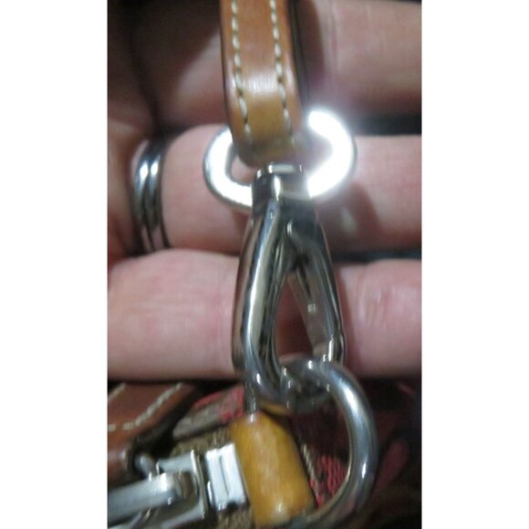 Coach Y2K Hampton Red Canvas & Tan Leather Signature Jacquard Demi Baguette Bag - Picture 9 of 14